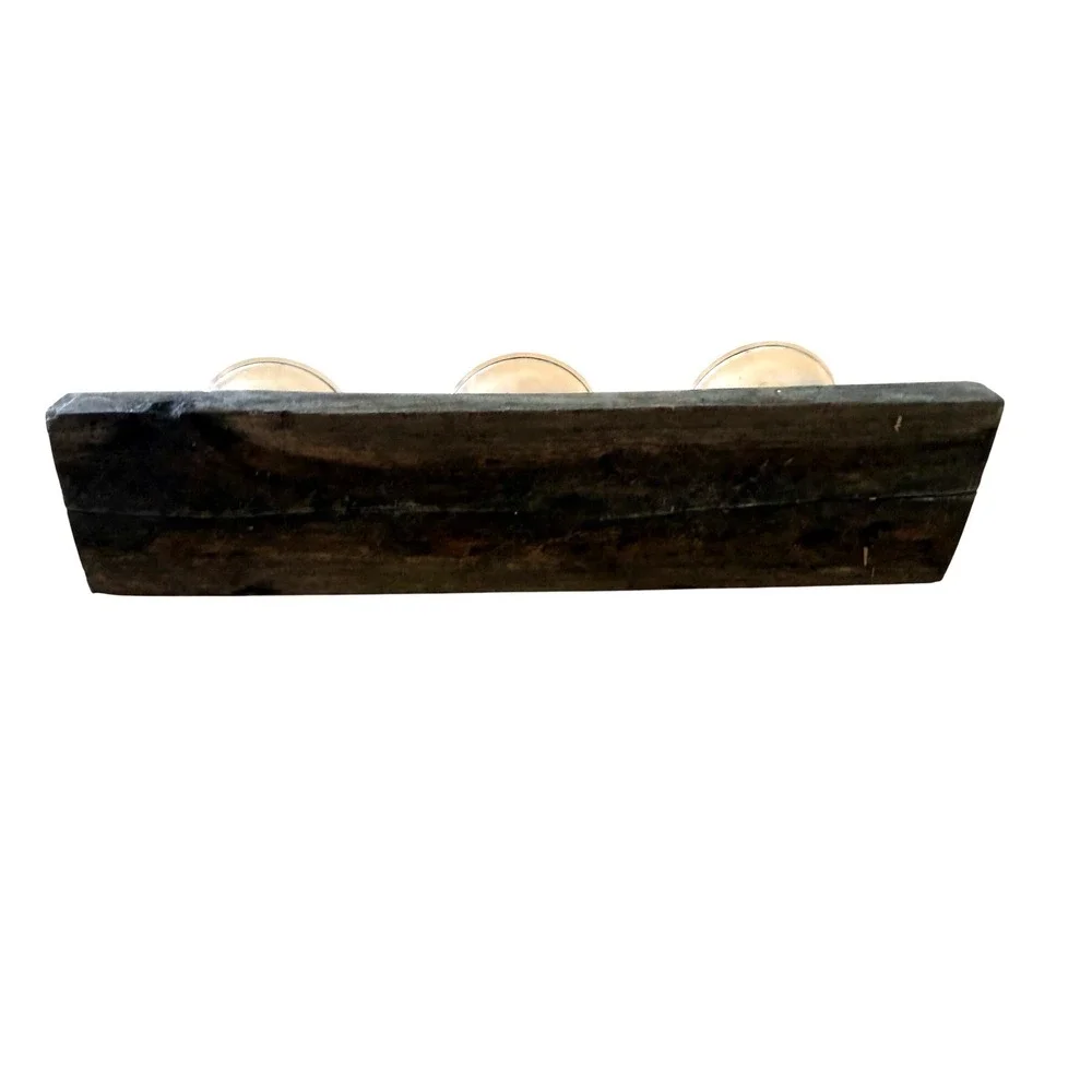Rustic Reclaimed‎ Wood Triple Tealight Candle Holders Set of 2 Farmhouse Decor